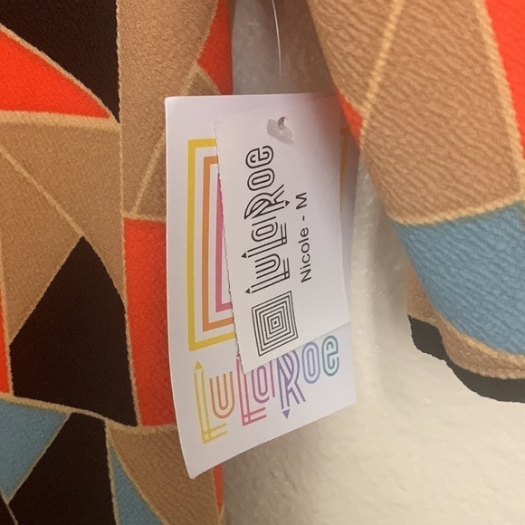 Lularoe Multi Color Geometric Print Nicole Midi Dress Size M - Picture 2 of 7